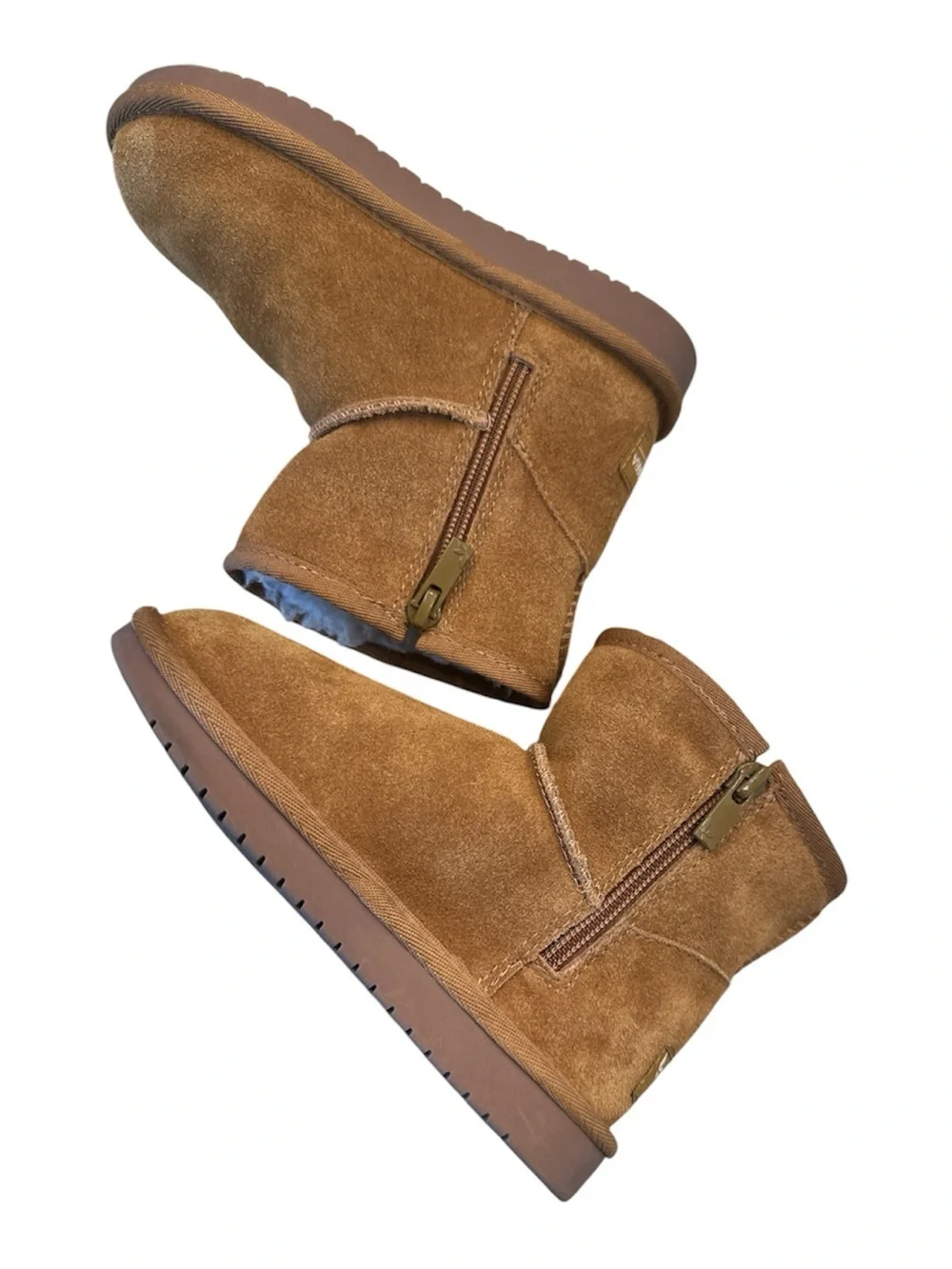 Koolaburra by UGG Kids Koola Short Zip Suede Boots Chestnut Size 11T